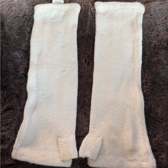 NIKE WHITE WOOL FINGERLESS GLOVES Mittens Arm Warners Wool blend One Size - Picture 3 of 7